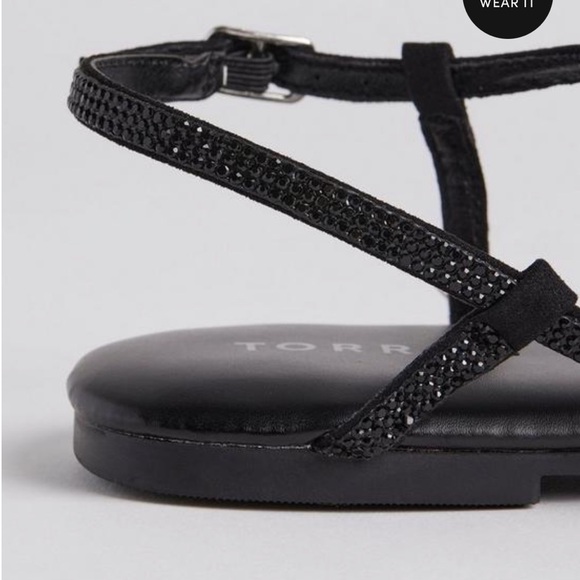 NWT Torrid Embellished Asymmetric Strappy Sandal Wide Width Black - Picture 5 of 6